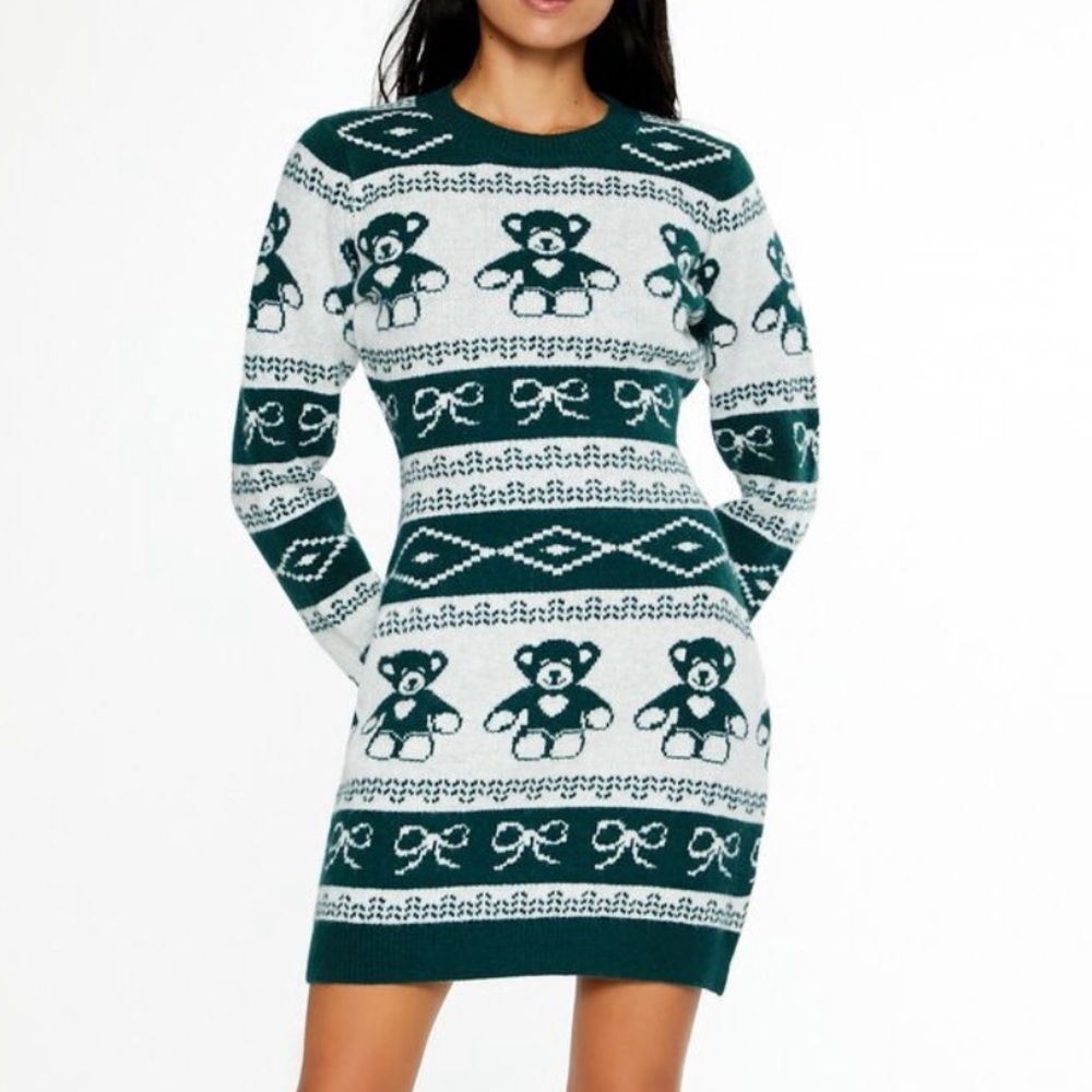 NWT Forever 21 Teddy Bear Mini Sweater Dress